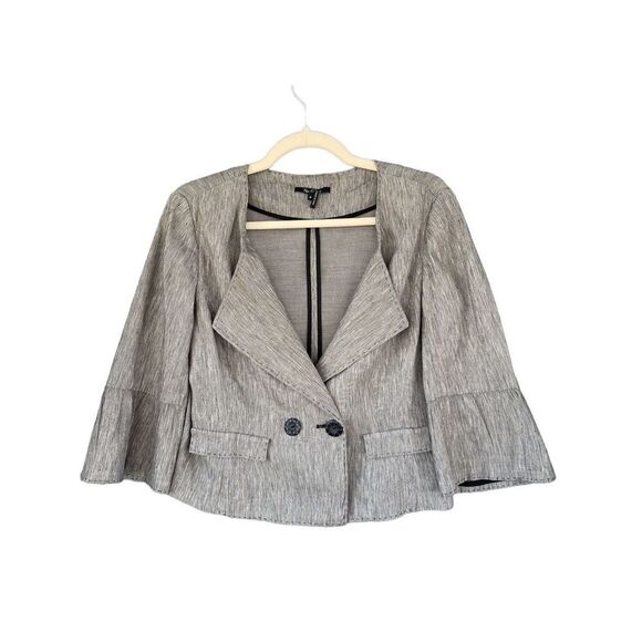 0833 Nie + Zoe Gray Linen Blend Blazer Jacket‎ Size 4 Small - Picture 1 of 6